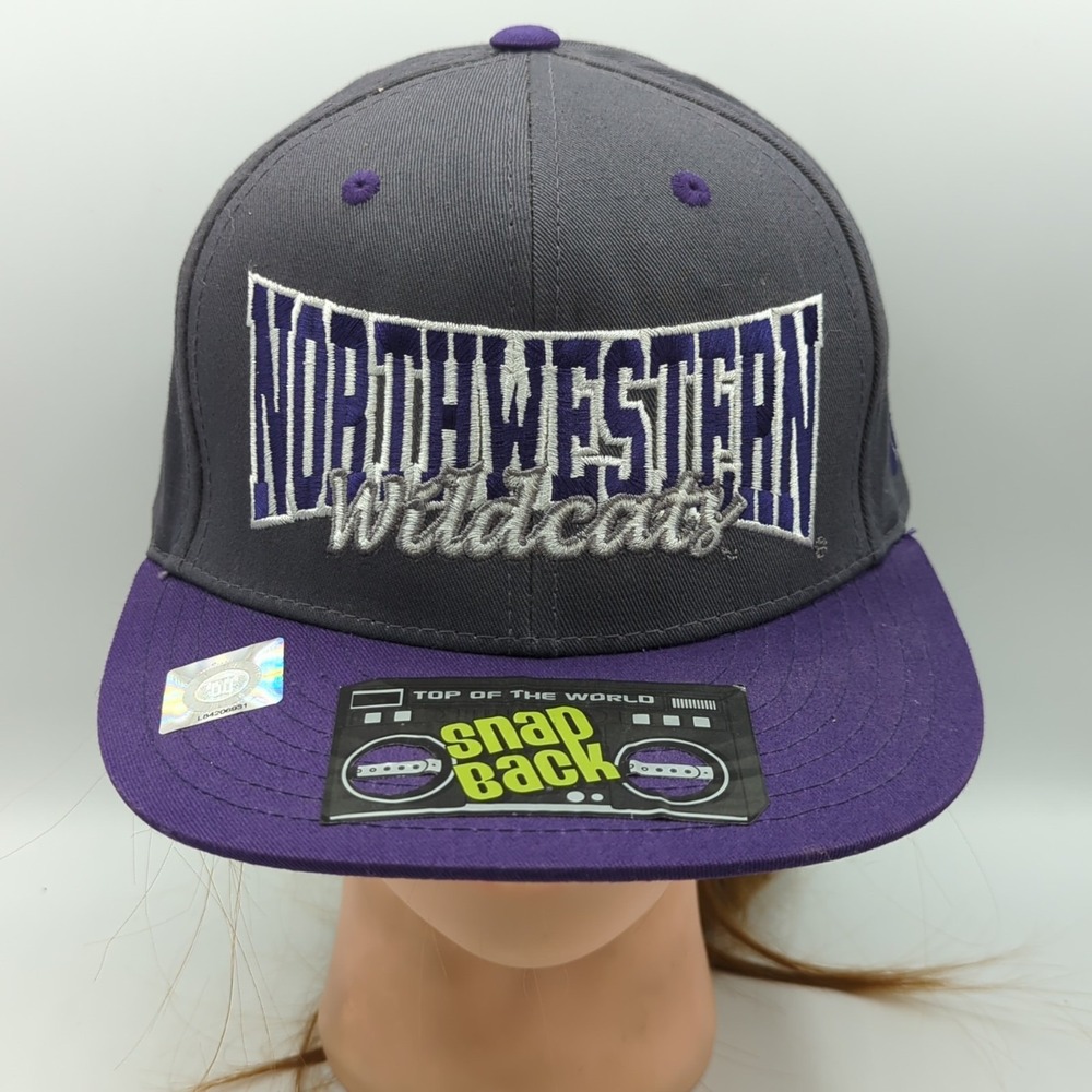 Northwestern Wildcats Hat Top of the World Snap Back OSFA Cap Purple Adjustable